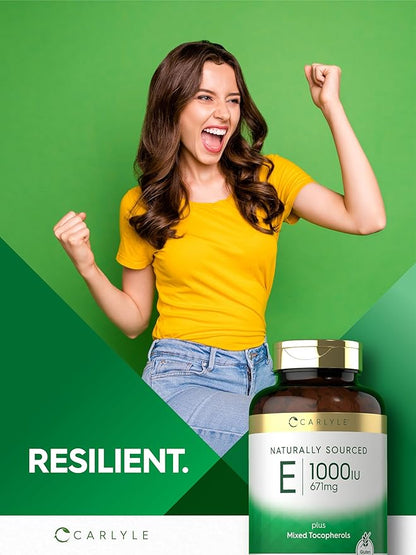 Carlyle Vitamin E with Mixed Tocopherols | 1000 IU | 120 Softgels | Naturally Sourced Supplement | Non-GMO and Gluten Free Formula