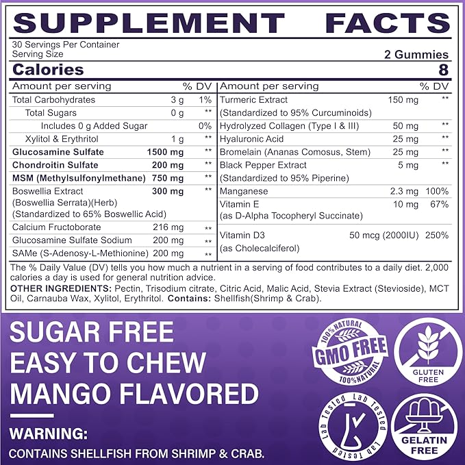 Sugar Free Zinc Gummies 2 Pack + Glucosamine Chondroitin Gummies 2 Pack