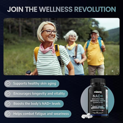 9,355mg NAD Supplement, Boost NAD+ up to 85% with Liposomal NAD+, Trans Resveratrol,Optimized Aging Quercetin, Berberine, Betaine Anhydrous, Fisetin,Resveratrol Supplement with Berberine 90 Capsules.