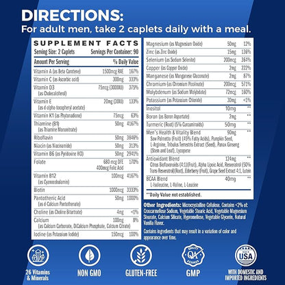 Vitamin World Ultra 360 Multivitamin for Men, Men's Multivitamin with Herbs & Antioxidants for Energy & Performance, Supplement with Vitamin A, C, D, E, B12 & Zinc for Immune Support, 180 Caplets