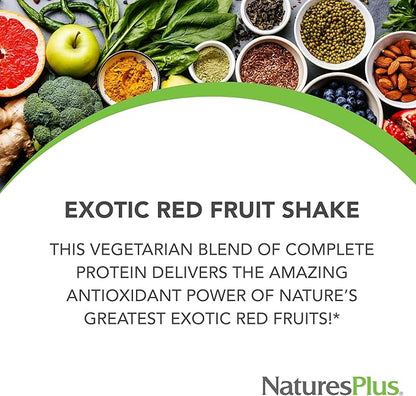 NaturesPlus FRUITEIN Exotic Red Fruit Shake - 1.3 lbs - 13 Grams of Plant-Based Protein Per Serving - Supports Energy & Immune System - Vegetarian, Gluten Free & Non-GMO - 16 Servings