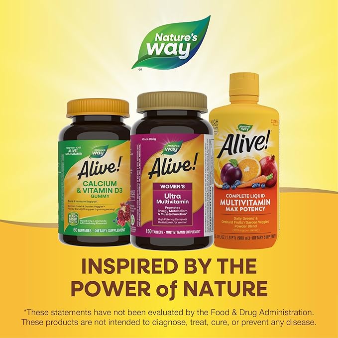 Nature's Way Alive! Women's Daily Ultra Multivitamin, High Potency Formula, Promotes Energy Metabolism and Muscle Function*, with Methylated B12, 150 Tablets