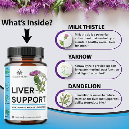 Liver Cleanse & Repair Formula - Herbal Liver Support Supplement with Milk Thistle Dandelion Root Turmeric, Artichoke Extract for Liver Health - 60 Count