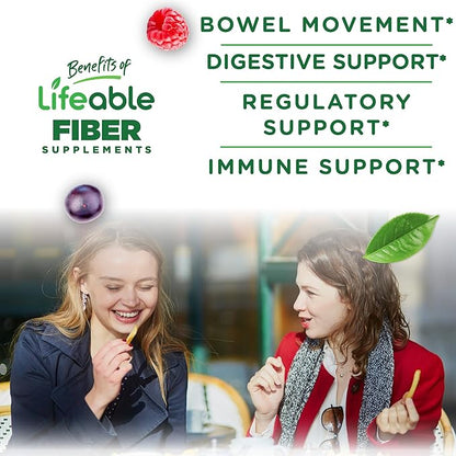 Lifeable Prebiotic Fiber Gummies for Adults | 5g | Great Tasting Fiber Supplement Gummies | Prebiotic Gummies for Digestive Health | High Fiber Gummies for Women, Men | 90 Gummies