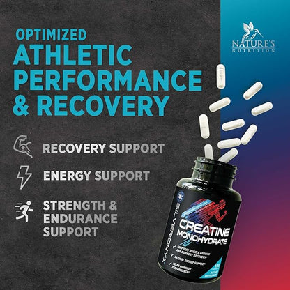 Creatine Monohydrate Capsules 3000mg – Micronized Creatine Supplement for Strength, Lean Muscle Growth, Workout Performance & Endurance Support – Athletic Recovery Support & Gluten Free – 120 Capsules