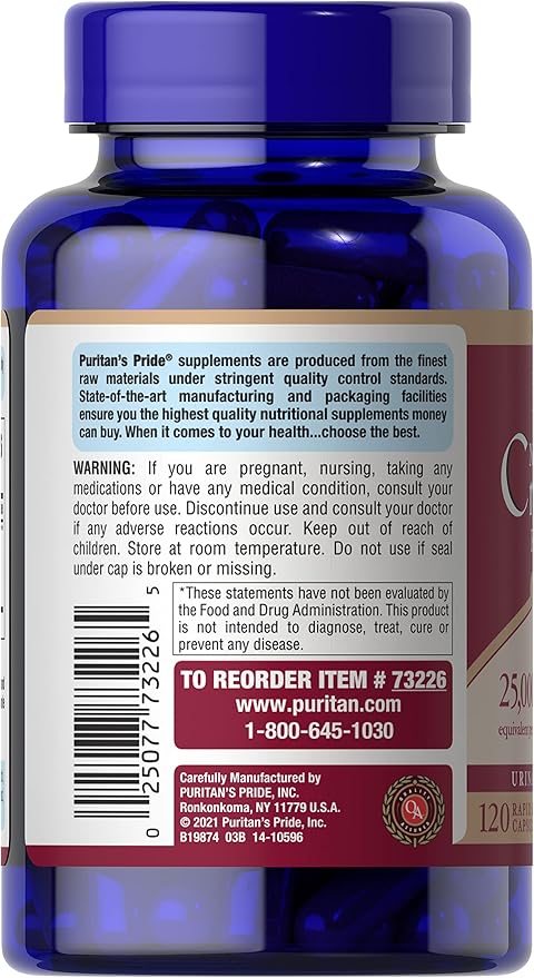 Puritan's Pride Naturally Sourced Cranberry One Per Day Fruit Concentrate 500mg, 50:1 Dietary Supplement for Urinary Tract Support, 4 Month Supply, 120 Rapid Release Capsules, 2 Pack