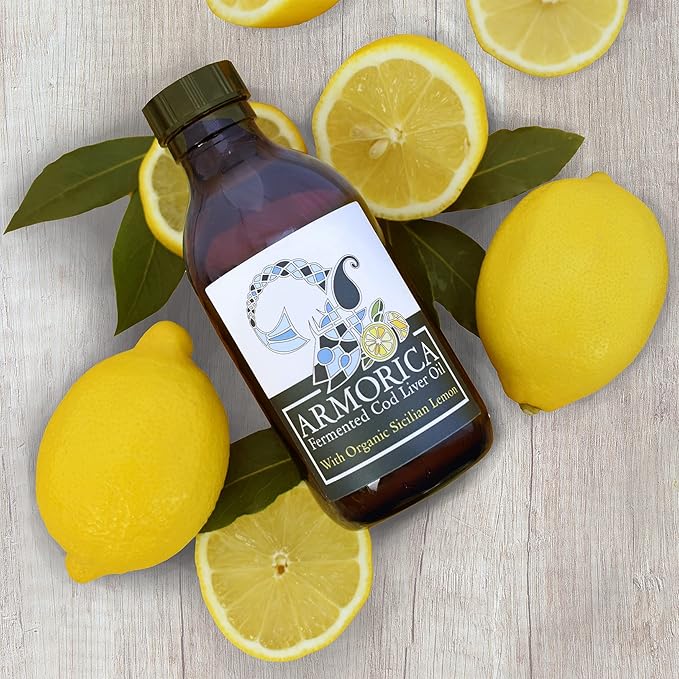 Fermented Cod Liver Oil - Cold Processed, Lacto-Fermented & Raw Cod Liver Oil - Made Exclusively with Atlantic Cod (Sicilian Lemon (Organic), 200ml (6.67Fl oz))