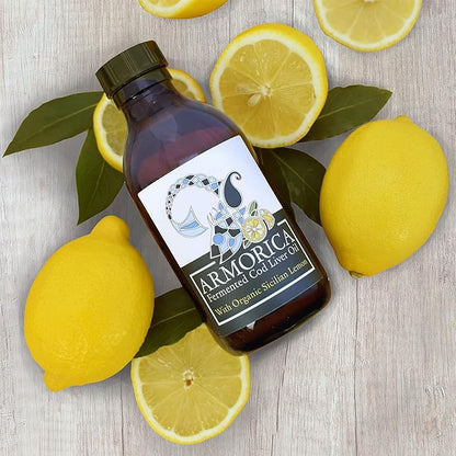 Fermented Cod Liver Oil - Cold Processed, Lacto-Fermented & Raw Cod Liver Oil - Made Exclusively with Atlantic Cod (Sicilian Lemon (Organic), 200ml (6.67Fl oz))