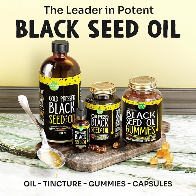 MAJU's Black Seed Oil Gummies 90ct, World's 1st, 2.5X Per BSO Gummy, Black Cumin Seed Nigella Sativa Oil, Cold-Pressed, Potent Formula with Cinnamon Extract, Tasty, 500mg 90ct