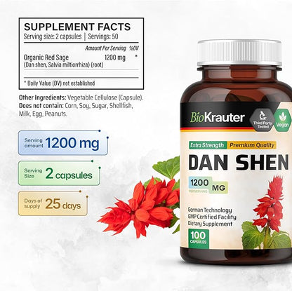 BIO KRAUTER Lion’s Mane 250 Capsules & Dan Shen 100 Capsules