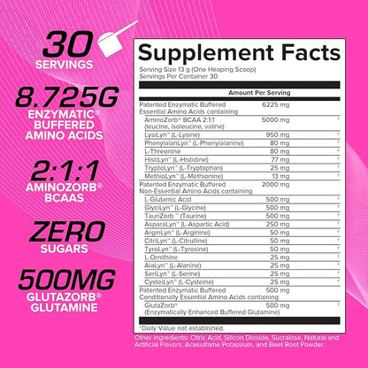 EFX Sports Aminozorb Elite 21 | PH-Correct, Full Spectrum Aminos + Glutamine | Essential & Non Essential Aminos | Zero Sugars | 30 Servings (Pink Bubblegum)