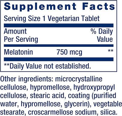 Life Extension Melatonin 6 Hour Timed Release, 750 mcg, Extended-Release Formula for Gentle Sleep Support, Healthy circadian Rhythms, Cellular Defense, Gluten-Free, Non-GMO, Vegetarian, 60 Tablets