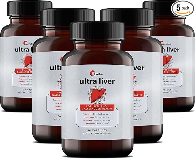 Ultra Liver Supplement for Liver Health and Gallbladder Support - Powered by TMG, NAC Milk Thistle, and More - 60 Capsules - 5 Pack