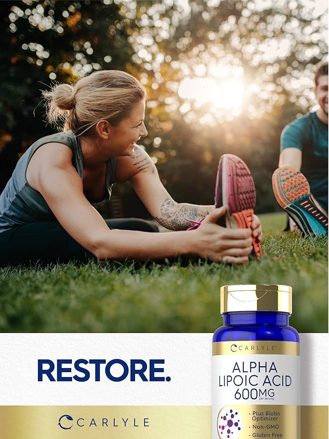 Carlyle Alpha Lipoic Acid 600mg | Plus Biotin Optimizer | 90 Capsules | Non-GMO & Gluten Free Supplement
