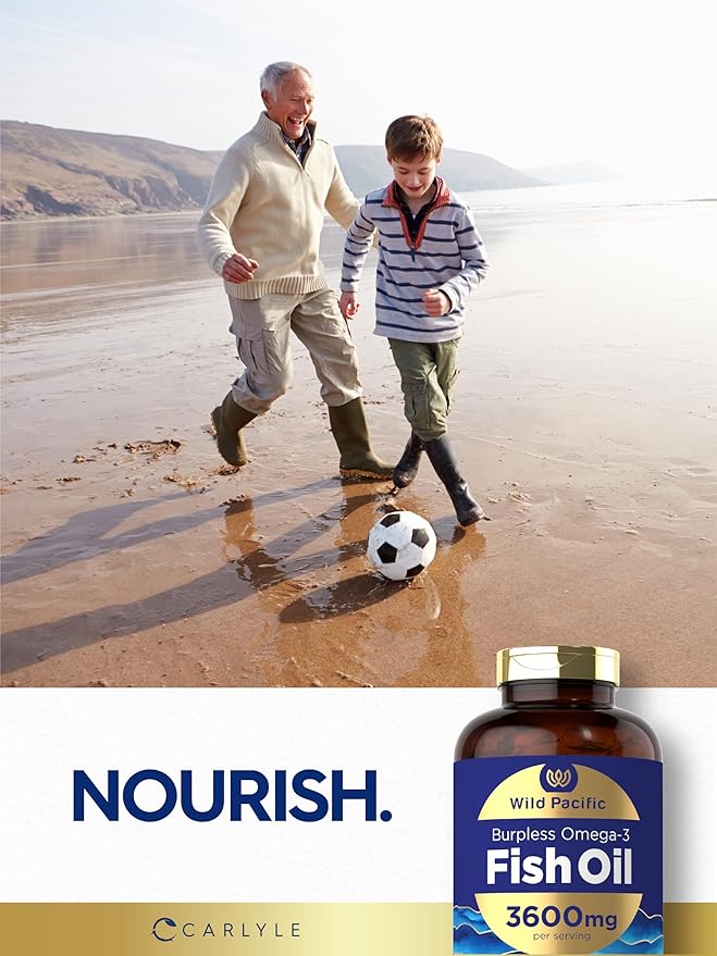 Carlyle Burpless Fish Oil 3600 mg | 300 Softgels | with Omega-3 Fatty Acids | Lemon Flavor | Non-GMO, Gluten Free Supplement | by Wild Pacific
