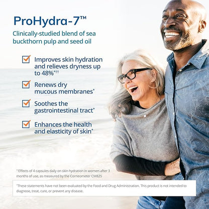 Euromedica ProHydra-7 - Dietary Supplement with Essential Fatty Acids - Nutritional Supplement to Support Skin Health with Sea Buckthorn, Berry Pulp & Seed Oil - 60 Softgels