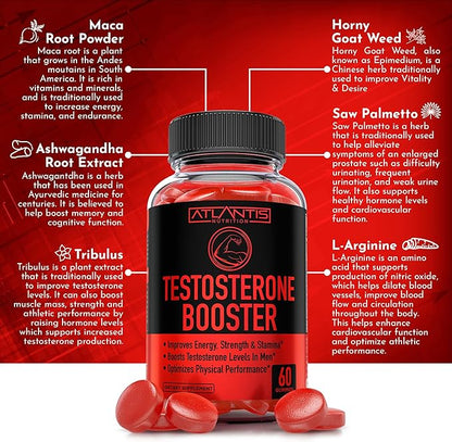 Atlantis Nutrition Keto Apple Cider Vinegar 60 Gummies + Testosterone Booster 2-Pack (120 Gummies)