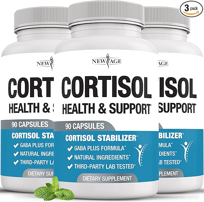 NEW AGE Cortisol Supplement for Women - Cortisol Detox Manager Reducer - Ashwagandha, GABA, 5 HTP, L-Tryptophan, L-Theanine - 270 Count