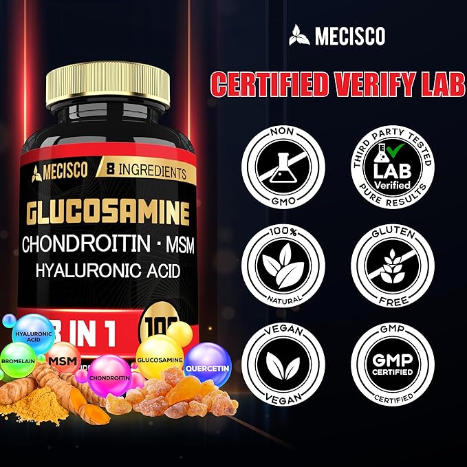 7000mg Glucosamine Chondroitin MSM with Immune & Joint Support Supplement - Support Bone, Joint Health, Immune System & Overall Health - 100 Capsules