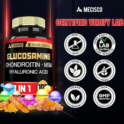 7000mg Glucosamine Chondroitin MSM with Immune & Joint Support Supplement - Support Bone, Joint Health, Immune System & Overall Health - 100 Capsules
