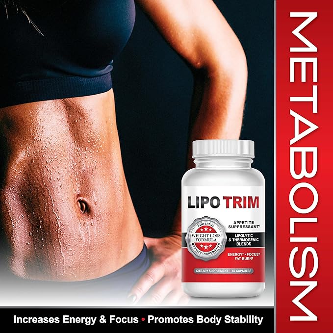 Lipo Trim- Advanced Lipogenic Thermogenic Diet Pills – Boost Energy, Enhance Focus, and Accelerate Fat Loss- 60 Fast Acting Appetite Suppressant Capsules