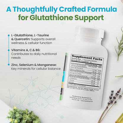 Glutathione Ultra Complex – Comprehensive Antioxidant Support for Detox & Immune System Function - Glutathione Supplement with L-glutathione, Quercetin, Zinc, Selenium & Vitamins A & C - 60 Capsules