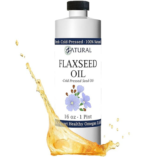 Zatural Flaxseed Oil Organically Grown 100% Pure Flax Seeds Cold Pressed Vegan Omega Fatty Acids 16oz