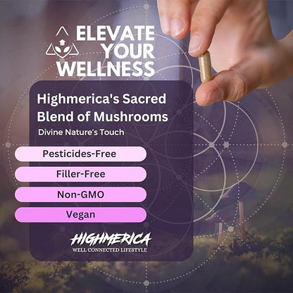 7 Sacred Mushroom Complex - Lion's Mane, Cordyceps, Reishi, Turkey Tail, Chaga, Maitake & Shiitake - Nootropic for Brain and Cognitive Support - Energy & Immunity