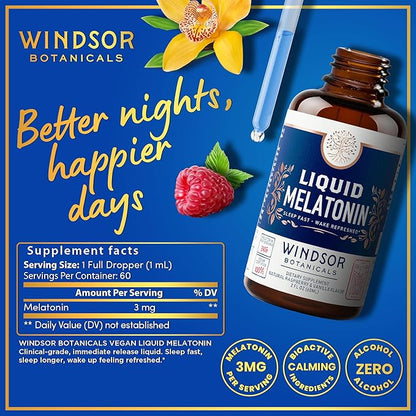 WINDSOR BOTANICALS Liquid Melatonin 3mg and Thermogenic Multi Collagen Burn Capsules - Beauty and Sleep Support Bundle