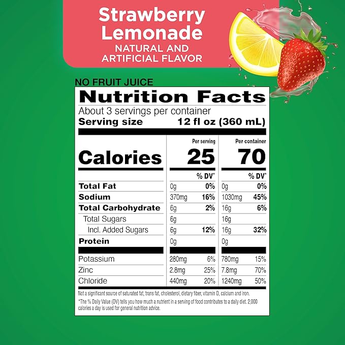 Amazon Basic Care Advantage Care Electrolyte Solution with Prevital Prebiotics, Strawberry Lemonade, Hydration Drink, Replenish Electrolytes, Fluid & Zinc, 33.8 Fl Oz (Pack of 2)