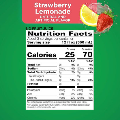 Amazon Basic Care Advantage Care Electrolyte Solution with Prevital Prebiotics, Strawberry Lemonade, Hydration Drink, Replenish Electrolytes, Fluid & Zinc, 33.8 Fl Oz (Pack of 2)
