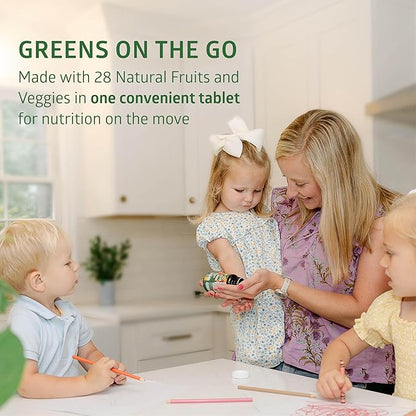 Certified Organic Superfood Greens [28 Powerful Ingredients] Natural Super Greens Capsules, Fruit and Veggie Supplement with Alfalfa, Beet Root and Ginger to Support Energy and Immunity, 60 Tablets