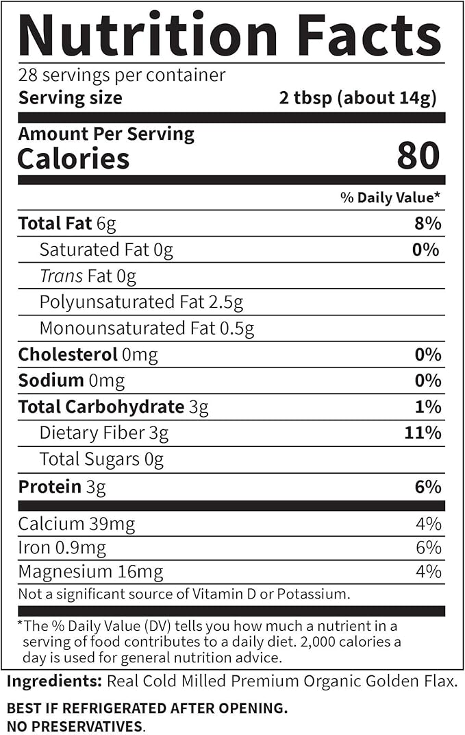 Garden of Life 100% Organic Ground Flax Seed, Cold Milled Premium Golden Flaxseed Meal for Women and Men, 2g Omega 3, Lignans, 3g Fiber, 3g Protein, One Ingredient, Preservative Free, 28 Servings (Pack of 3)