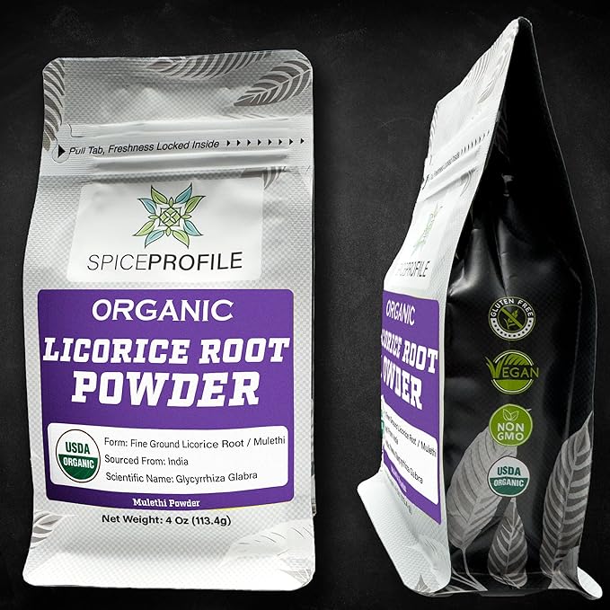 Spice Profile USDA Organic Licorice Root Powder, Lab Tested for Heavy Metals, Resealable 4oz Pouch, Mulethi, Regaliz en Polvo