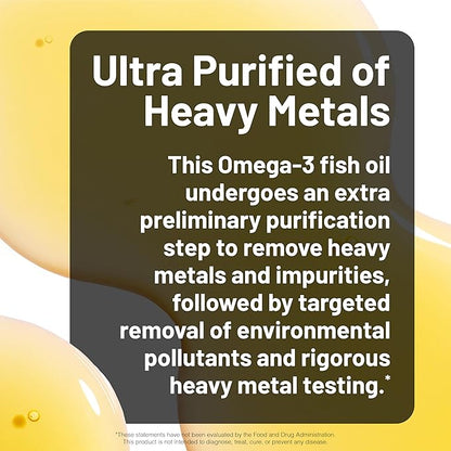 NatureWise Ultra Omega 3 Fish Oil 2200 mg - Triglyceride Form - Lemon Flavor - Wild-Caught Fish Oil + EPA & DHA - Supports Brain & Heart Health - Burpless, Non-GMO - 180 Softgels[3-Month Supply]