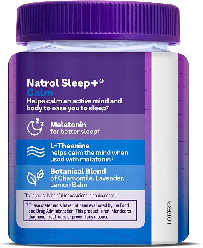 Natrol Sleep+ Calm Melatonin Gummies for Adults, Sleep Gummies, Strawberry Flavor, 60 Gummies, 30 Day Supply