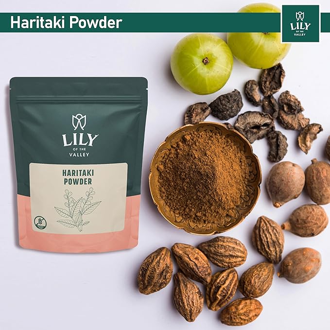 Lily of the Valley Haritaki Powder - Terminalia Chebula - Sourced from India - An Ayurvedic Herb - 100% Natural &No Added Preservative - Vegan & Gluten-Free (16oz, 453g)- Package May Vary