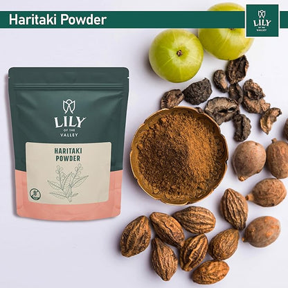 Lily of the Valley Haritaki Powder - Terminalia Chebula - Sourced from India - An Ayurvedic Herb - 100% Natural &No Added Preservative - Vegan & Gluten-Free (16oz, 453g)- Package May Vary