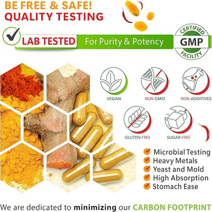 7in1 Turmeric and Cayenne Pepper Supplement - Digestion, Immune, Brain & Heart Health Support with Ceylon, Ginger, Garlic, Beetroot - 2Pack60