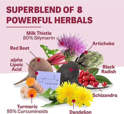 New Roots| Liver Cleanse Detox & Repair Supplement|8-in-1 Formula of Milk Thistle, Dandelion Roots, Turmeric, Curcumin, Artichoke, Red Beet, Radish, Schizandra | Fatty Liver Support (90 Capsules)