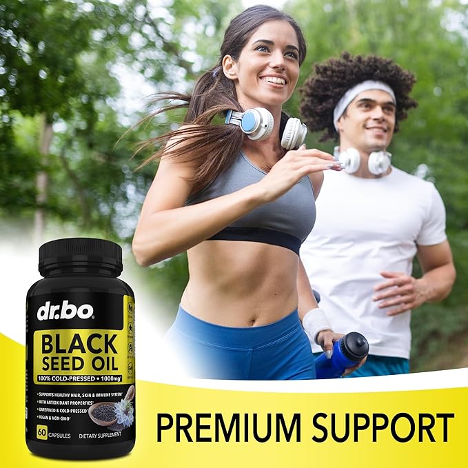 Black Seed Oil Capsules Vegan - Pure Cold Pressed Black Seed Oil Nigella Sativa Cumin for Skin & Hair Health, 500mg, 1000mg Per 2 Capsule Serving Blackseed Liquid Capsules Halal - 60 Softgels Pills