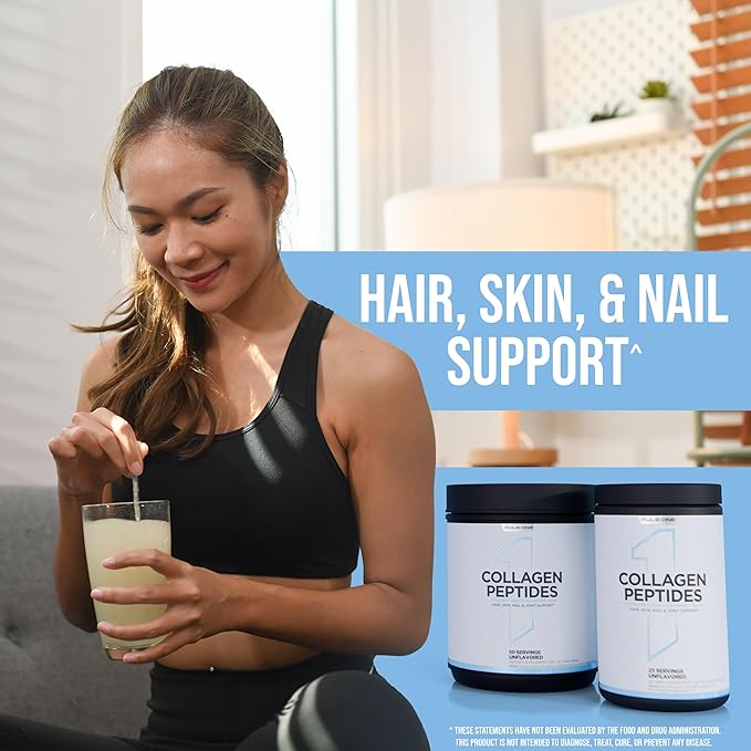 Rule 1 Collagen Peptides Powder - Hydrolyzed Bovine Collagen, Hyaluronic Acid, and Vitamin C. Supports Hair, Skin, & Nails (25 Servings, Unflavored)