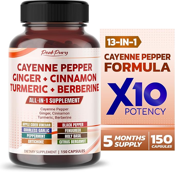 Cayenne Pepper Ginger Turmeric Berberine - Digestion, Gut Heath Support - Made in USA