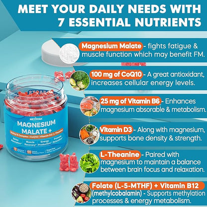 2Pack Berberine Supplement Gummies 1500mg + 2Pack Magnesium Malate with CoQ10-100mg Gummies