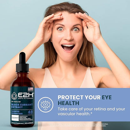 E2H Natural Black Currant Extract, Cold Pressed Black Currant Seed - Immune System Health - Fast Absorbing Liquid (3 Bottles)
