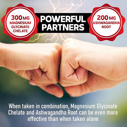 9in1 Cortisol Supplement - Ashwagandha and Magnesium Glycinate and Chelate - Brain Health & Restful Night & Mood Balance - 90 Capsules Supply 45 Days