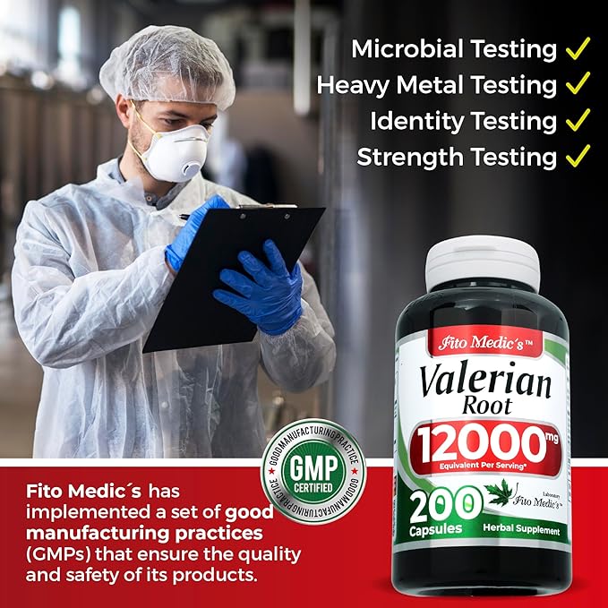 FITO MEDIC'S Lab | Valerian Root |200 Capsules |12000 mg| Valerian Root Capsules | Valerian | Valerian Root herb | Valerian Root Extract | Concentrate Extract |Ultra high Absorption.