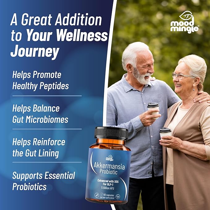 Akkermansia Muciniphila GLP-1 Probiotic Supplements - with XOS 5B AFU Vitamin B2 B6 B12 D3 Niacin Pantothenic Acid Increases GLP1 Production - Vegan Gluten-Free Capsules for Men Women (1 Pack)