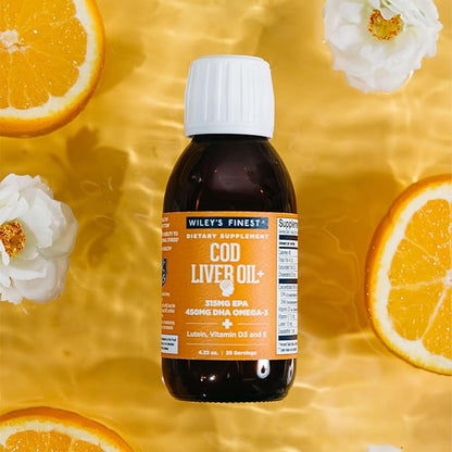 Wiley's Finest Cod Liver Oil - Orange Flavored Omega-3 Fish Oil Supplement - 765mg Omega-3s - 4.23 Oz (25 Servings)