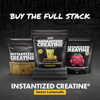 Gains in Bulk Instantized Creatine Monohydrate for Women and Men, Soluble Pre Workout Powder, Supports Muscle Building, Strength and Performance, Bodybuilding Supplements, Sweet Lemonade, 30 Servings